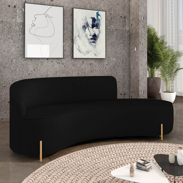 Sofá 4 Lugares Orgânico 220cm Morgan Pé Aço Lateral Dourado L