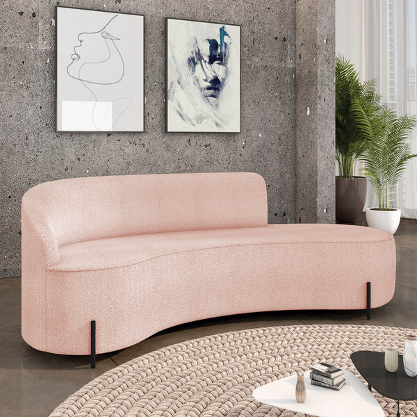 Sofá 4 Lugares Orgânico 220cm Morgan Pé Aço Preto Bouclê D03