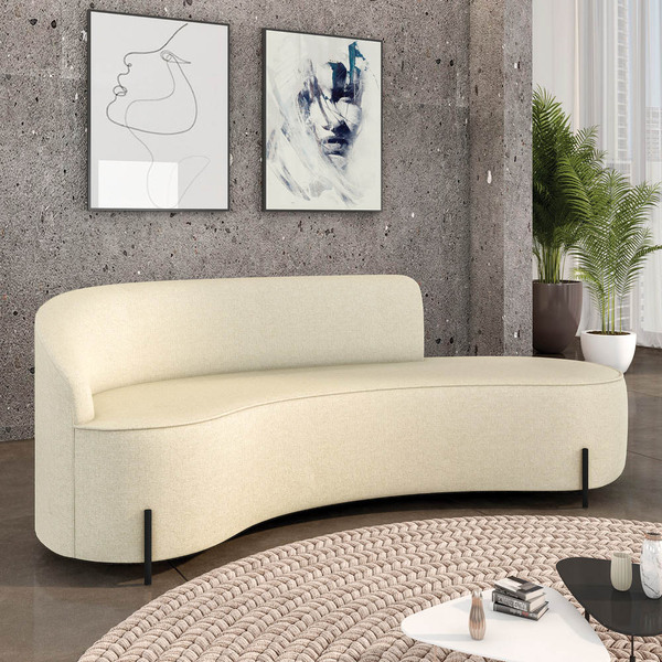 Sofá 4 Lugares Orgânico 220cm Pé Aço Preto Morgan Linho D03 -