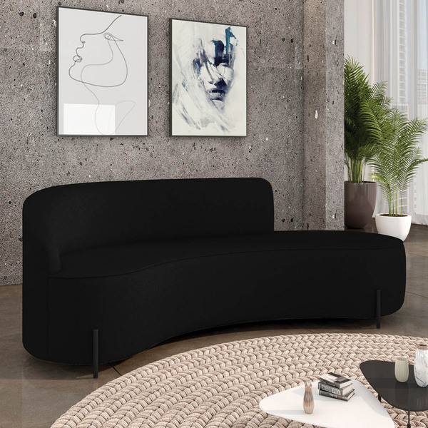 Sofá 4 Lugares Orgânico 220cm Pé Aço Preto Morgan Linho D03 -