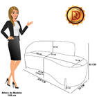 Sofá 4 Lugares Orgânico 220cm Pé Dourado Morgan Bouclê D03 -