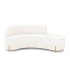 Sofá 4 Lugares Orgânico 220cm Pé Dourado Morgan Bouclê Off Wh