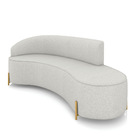 Sofá 4 Lugares Orgânico 220cm Pé Dourado Morgan Linho Cinza