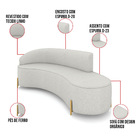 Sofá 4 Lugares Orgânico 220cm Pé Dourado Morgan Linho Cinza