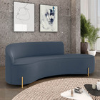 Sofá 4 Lugares Orgânico 220cm Pé Dourado Morgan Suede Azul Mar