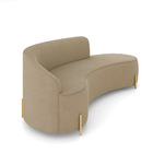 Sofá 4 Lugares Orgânico 220cm Pé Dourado Morgan Suede Marrom R