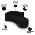 Sofá 4 Lugares Orgânico 220cm Pé Dourado Morgan Suede Preto