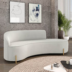 Sofá 4 Lugares Orgânico 220cm Pé Dourado Morgan Veludo Cinza