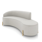 Sofá 4 Lugares Orgânico 220cm Pé Dourado Morgan Veludo Cinza