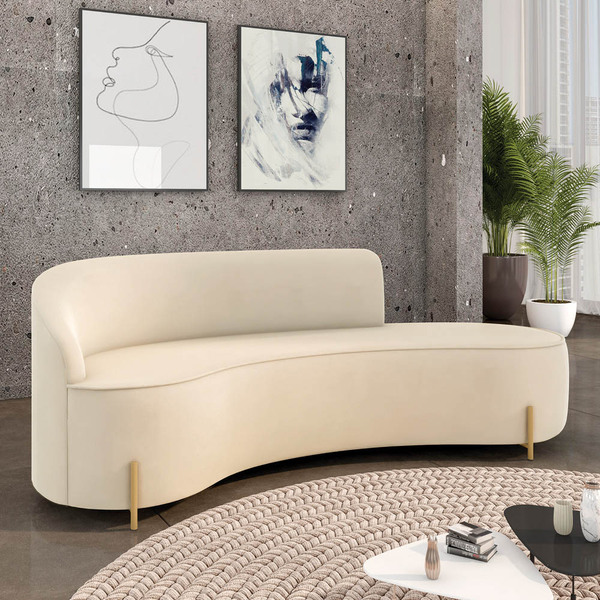 Sofá 4 Lugares Orgânico 220cm Pé Dourado Morgan Veludo D03 -