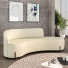 Sofá 4 Lugares Orgânico 220cm Pé Ferro Preto Morgan Linho Bege