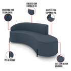 Sofá 4 Lugares Orgânico 220cm Pé Ferro Preto Morgan Suede - A