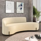 Sofá 4 Lugares Orgânico 220cm Pé Ferro Preto Morgan Suede Bege