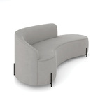 Sofá 4 Lugares Orgânico 220cm Pé Ferro Preto Morgan Suede - C