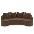 Sofá 4 Lugares Orgânico Living 250cm Mersa Veludo Marrom K01