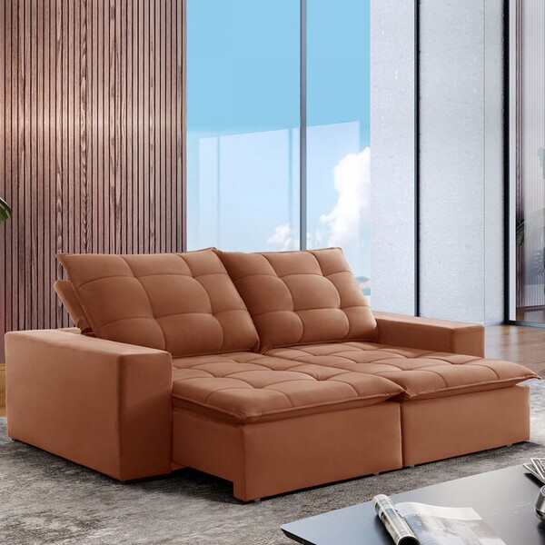 Sofá 4 Lugares Paris Retrátil E Reclinável Super Pilow 230cm