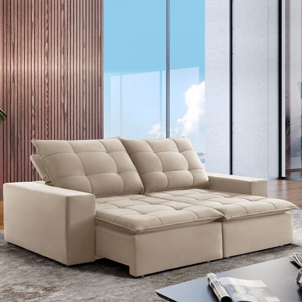 Sofá 4 Lugares Paris Retrátil E Reclinável Super Pilow 250cm