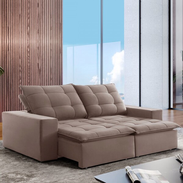 Sofá 4 Lugares Paris Retrátil E Reclinável Super Pilow 250cm