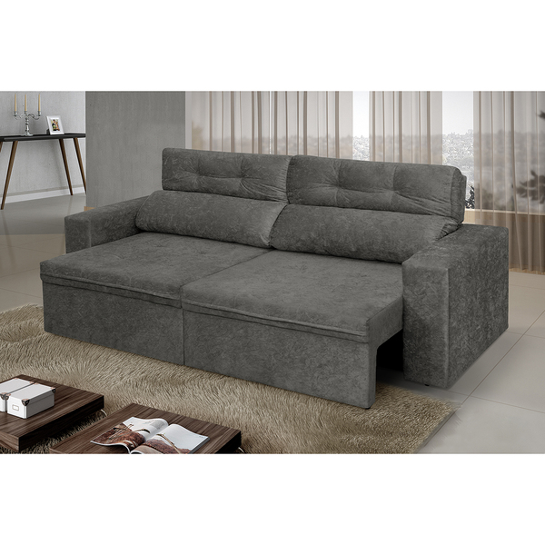 Sofá 4 Lugares Parma Retrátil E Reclinável Suede Amassado -