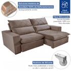 Sofá 4 Lugares Porto Retrátil E Reclinável 250cm Bege Escuro