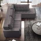 Sofá 4 Lugares Presidente Com Chaise Direito Veludo Cinza