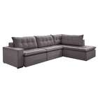 Sofá 4 Lugares Presidente Com Chaise Direito Veludo Cinza