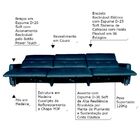 Sofá 4 Lugares Reclinável Elétrico 283cm Honduras Couro Azul