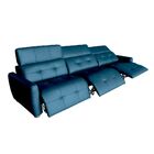 Sofá 4 Lugares Reclinável Elétrico 283cm Honduras Couro Azul