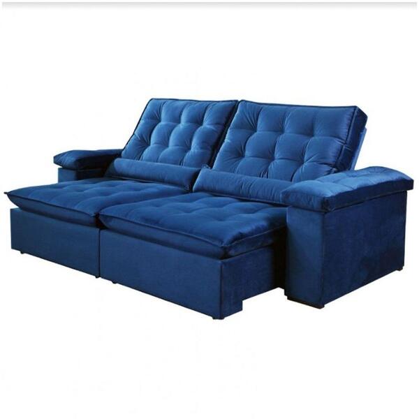 Sofá 4 Lugares Retrátil 2,50m Veludo Elegant Mundial Estofado