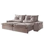 Sofá 4 Lugares Retrátil 2,50m Veludo Marrom Acinzentado Lagun