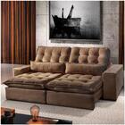 Sofá 4 Lugares Retrátil Bruna 2,50m Veludo - Móveis Mix Marro