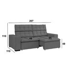 Sofá 4 Lugares Retrátil E Reclinável 207cm Lugano Grafite