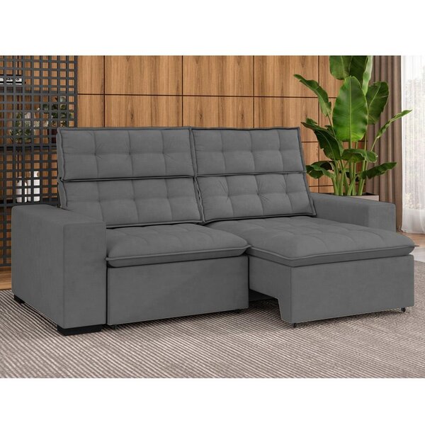 Sofá 4 Lugares Retrátil E Reclinável 207cm Lugano Grafite