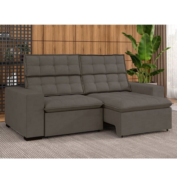 Sofá 4 Lugares Retrátil E Reclinável 207cm Lugano Marrom