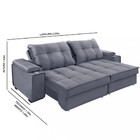 Sofá 4 Lugares Retrátil E Reclinável 250cm Hungria Requinte