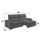 Sofá 4 Lugares Retrátil E Reclinável 250cm New Mali Grafite