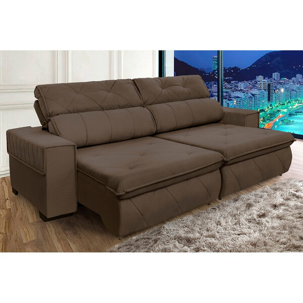 Sofá 4 Lugares Retrátil E Reclinável 250cm Veludo Croacia Req