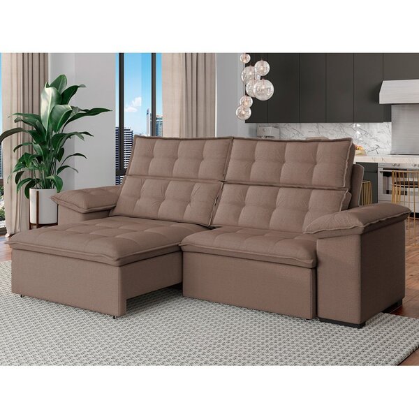 Sofá 4 Lugares Retrátil E Reclinável 270cm Denver Avelã