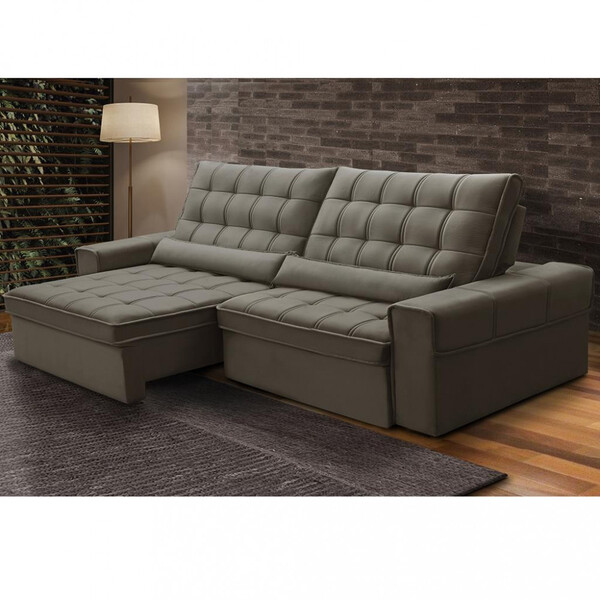 Sofá 4 Lugares Retrátil E Reclinável 290cm Bipartido Veludo A