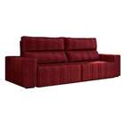 Sofá 4 Lugares Retrátil E Reclinável Barcelona Veludo Vermelho