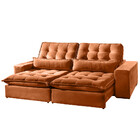 Sofá 4 Lugares Retrátil E Reclinável Bruna 2.50m Veludo Terra