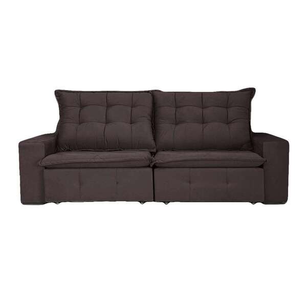 Sofá 4 Lugares Retrátil E Reclinável França Suede Marrom Escu