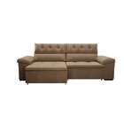 Sofá 4 Lugares Retrátil E Reclinável Herzog Veludo Bege 260 Cm