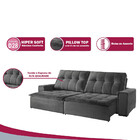 Sofá 4 Lugares Retrátil E Reclinável Luna 2.50m Veludo Cinza