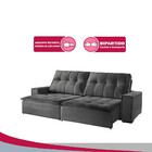 Sofá 4 Lugares Retrátil E Reclinável Luna 2.50m Veludo Cinza