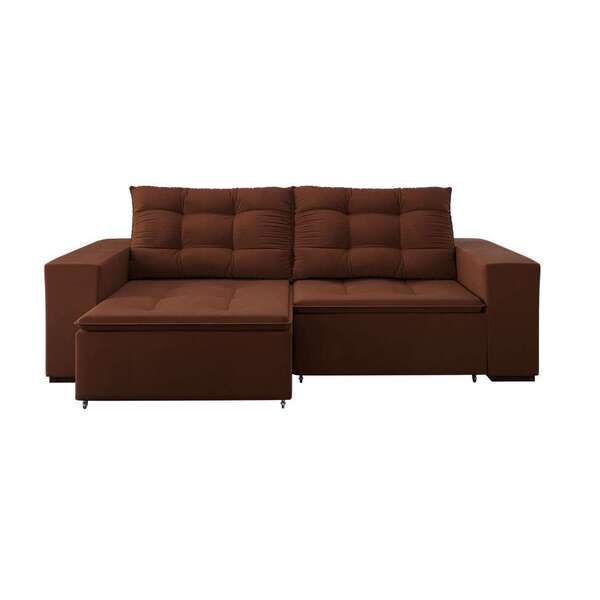 Sofá 4 Lugares Retrátil E Reclinável Luther Veludo Marrom 260