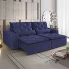 Sofá 4 Lugares Retrátil E Reclinável Macaé Veludo Azul 250 Cm