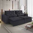 Sofá 4 Lugares Retrátil E Reclinável Macaé Veludo Preto 250 Cm