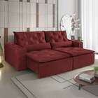 Sofá 4 Lugares Retrátil E Reclinável Macaé Veludo Vermelho 25