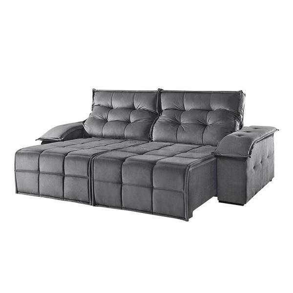 Sofá 4 Lugares Retrátil E Reclinável Martins M-122 Veludo Gra